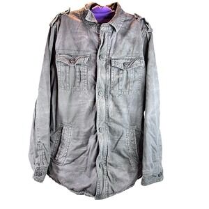 American Eagle Outfitters Gray Field Jacket LT Lined Military Style Men's L